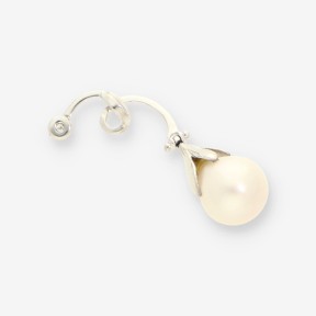 Colgante de Oro Blanco 18kt con Perla y Brillante